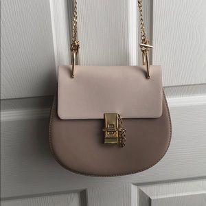 Contrast Faux leather Chain Saddle Bag